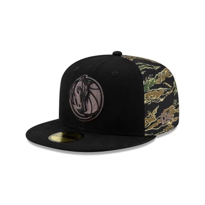 Black Dallas Mavericks Hat - New Era NBA Camo Panel 59FIFTY Fitted Caps USA8637150